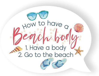 P. Graham Dunn How to Beach Body Nautical White 5.75 x 4.25 Wood Tabletop Thought Bubble Sign