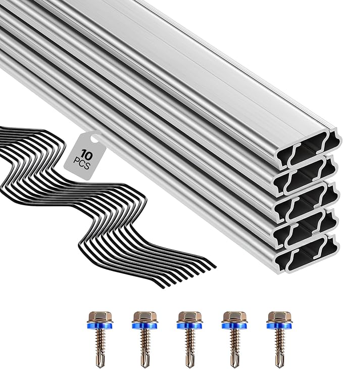 VEVOR Greenhouse Spring Wire and Lock Channel, 10 Packs 6.56 ft PVC-Coated Wiggle Wire & Aluminum Alloy Channel Bundle Kit with Included Screws, 0.05 in Thickened, Poly Film & Shade Cloth Attachments