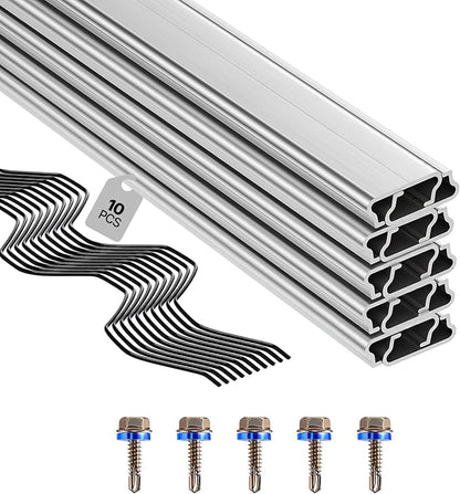 VEVOR Greenhouse Spring Wire and Lock Channel, 10 Packs 6.56 ft PVC-Coated Wiggle Wire & Aluminum Alloy Channel Bundle Kit with Included Screws, 0.05 in Thickened, Poly Film & Shade Cloth Attachments