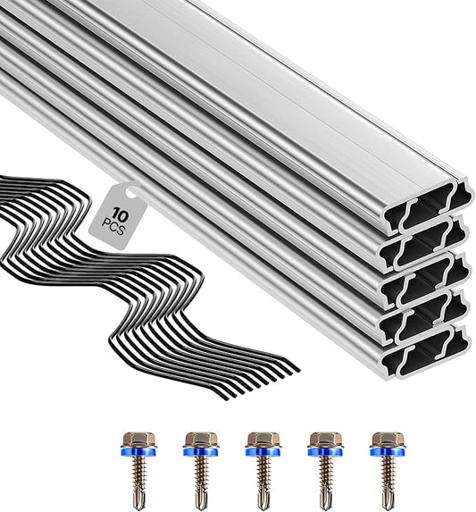 VEVOR Greenhouse Spring Wire and Lock Channel, 10 Packs 6.56 ft PVC-Coated Wiggle Wire & Aluminum Alloy Channel Bundle Kit with Included Screws, 0.05 in Thickened, Poly Film & Shade Cloth Attachments