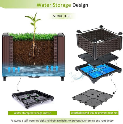 Large Planters for Outdoor Plants Rectangular Raised Garden Bed Elevated Planter Boxes Patio Balcony Deck for Planting Flowers, Vegetables, Tomatoes, and Herbs