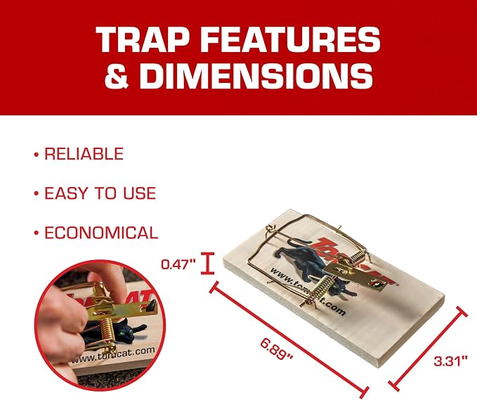 Tomcat Rat Trap (Wooden), 1 Trap | Disposable Non-Chemical Rat Trap for Homes, Garages and Basements, Single Pack