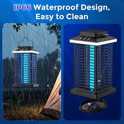 Bug Zapper Outdoor, 2026 Upgraded 3 in 1 Rechargeable Bug Zapper with 5000mAh Battery & LED Night Light, 4000V Cordless Waterproof Mosquito Zapper for Outside,Patio,Backyard,Garden Black
