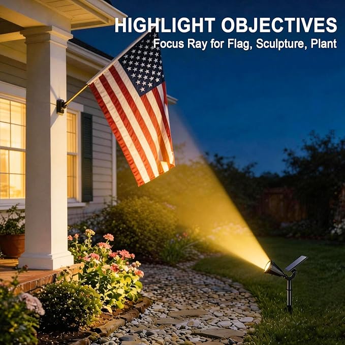 WELALO Solar Spot Lights Outdoor Waterproof IP65, 2 Pack 4 Lighting Modes Solar Powered Landscape Spotlights with Auto On/Off, Solar Garden Christmas Yard Pathway Wall Lights for Outside, Warm White