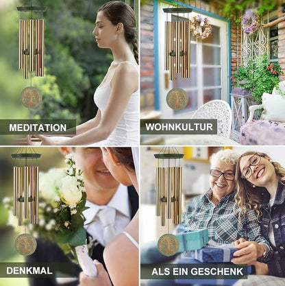 ASTARIN Wind Chimes for Outside,Outdoor Wind Chimes for Mother & Grandma - Large Garden Hanging Decor with Tree of Life Engraving, Perfect for Yard, Home, Christmas, Birthdays