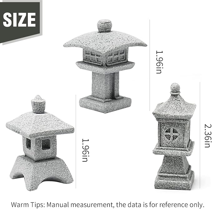 Saihisday 3pcs Miniature Pagoda Statues Japanese Style Pagoda Lantern Asian Decor Square Chinese Pagoda Statue for Zen Garden Indoor Outdoor Decor Micro Rockery Landscape Kit