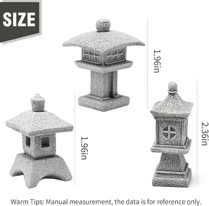 Saihisday 3pcs Miniature Pagoda Statues Japanese Style Pagoda Lantern Asian Decor Square Chinese Pagoda Statue for Zen Garden Indoor Outdoor Decor Micro Rockery Landscape Kit
