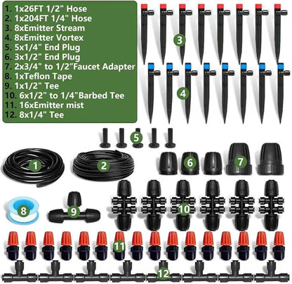 Drip Irrigation Kit for Garden, Quick-Connect Raised Bed Watering System 230FT, Plant Accessories, Drip Line Kit for Greenhouse, DIY Micro Sprinklers Set for Yard Outside,Sistema De Riego Por Goteo
