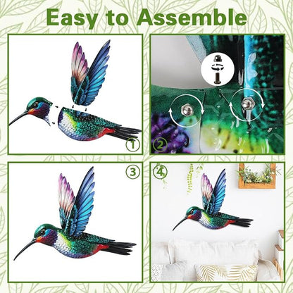 VEWOGARDEN Bird Wall Art, Large Outdoor Metal Hummingbird Hanging Wall Decor for Home Outside Patio Garden Fence Decorations
