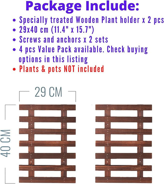 ShopLaLa Wall Planter (40cm, 2 Pack) Wooden Succulent Air Plant Wall Hanger | Orchid Planter Frame Display Outdoor Plants Wall Mount Holder Vertical Garden Plant Wall Decor Macetas para Orquideas