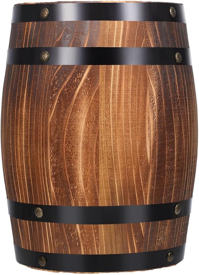 Barrel Decoration Wooden Planter Rustic Wine Barrel Prop 8.2 Inch Antique Style Beer for Home Patio Garden Decor