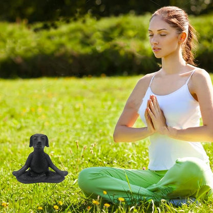 Meditation Buddha Ornament Meditation Dog Decoration Yoga Dog Garden Gift (Black)