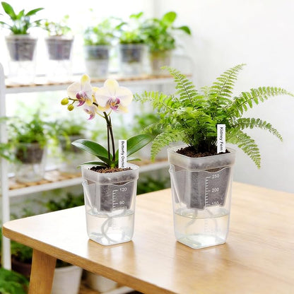 2.5" Clear Self Watering Pots for Indoor Plants, 8PCS Mini Plastic Nursery Planters with Water Level Indicator & Drainage Holes for Propagation,Succulents,Seedling,African Violet,Plant Labels