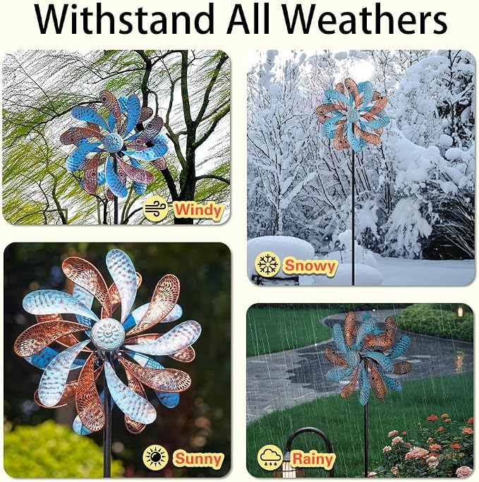 Viveta Wind Spinner for Yard and Garden, Kinetic Wind Spinners | 58.7*12.6" Metal Windmills for Outside Yard Patio Lawn Decor