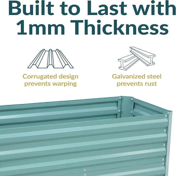 Sunnydaze Galvanized Raised Garden Bed - Outdoor Planter Box for Backyard or Patio - Steel Metal Raised Bed for Gardening Vegetables, Flowers, Herbs - 47 x 23 x 24 in - Green - Rectangle