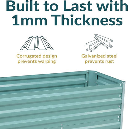Sunnydaze Galvanized Raised Garden Bed - Outdoor Planter Box for Backyard or Patio - Steel Metal Raised Bed for Gardening Vegetables, Flowers, Herbs - 47 x 23 x 24 in - Green - Rectangle