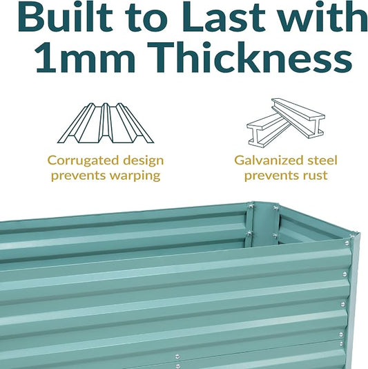 Sunnydaze Galvanized Raised Garden Bed - Outdoor Planter Box for Backyard or Patio - Steel Metal Raised Bed for Gardening Vegetables, Flowers, Herbs - 47 x 23 x 24 in - Green - Rectangle