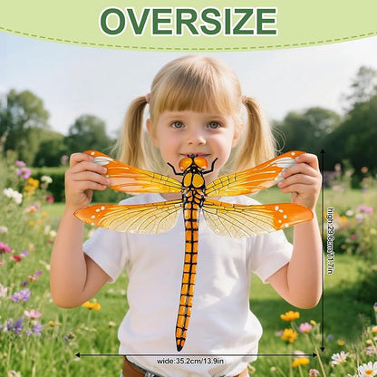 ULENDIS 4 Pack Large Metal Dragonfly Wall Decor, 11.7"x 13.9" 3D Colorful Outdoor Garden Fence Wall Art Decor, Wall Hanging Decorations for Yard Patio Living Room, Gift for Family Kids Friends