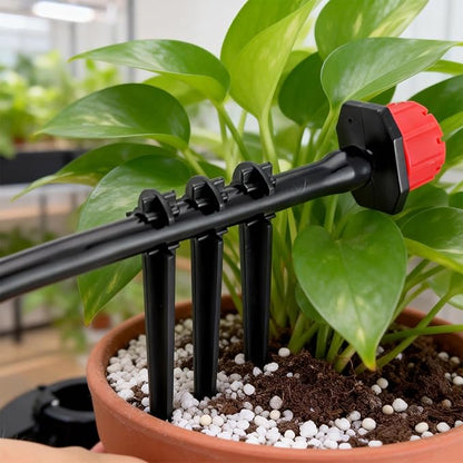RedChili 210 Pack Irrigation Support Stakes for 1/4 Inch Drip Tubing, 1/4" Drip Tubing Hold Plastic Stakes Quarter Inch Drip Line Holder Fittings for Lawn Raised Bed Greenhouse Plant Watering System