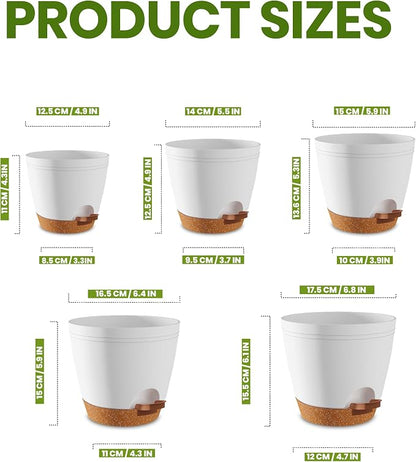 Utopia Home Self Watering Pots for Indoor Plants, Planters for Indoor Plants, Multi-Size Flowerpot, Set of 10 Plant Pots with Drainage & Reservoir, 6.8"/6.4"/5.9"/5.5"/4.9" (White)