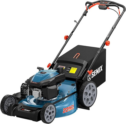 SENIX 201cc 22" 3-in-1 Variable Speed Self Propelled Gas Lawn Mower | Self Propelled Lawn Mower, 22" Self Propelled Gas Lawn Mower, 6 Height Adjustable