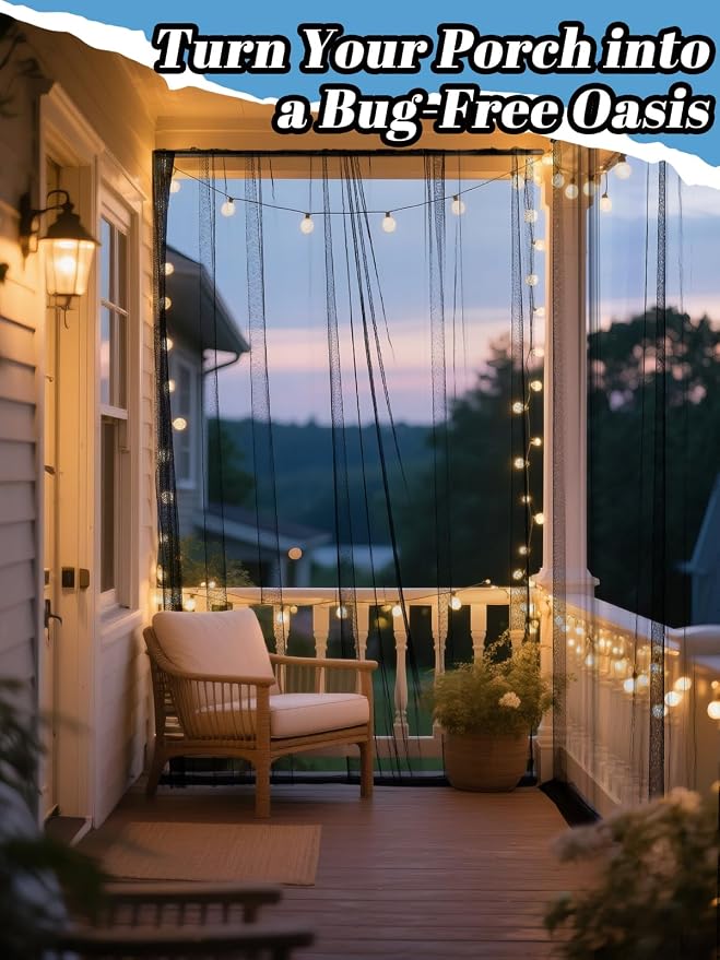 ANPHSIN 65x10ft Nearly Invisible Mosquito Net for Patio - Mesh Netting Screen for Outdoor Garden Porch Balcony, Protects Skin & Plants from Bugs, Birds, Black