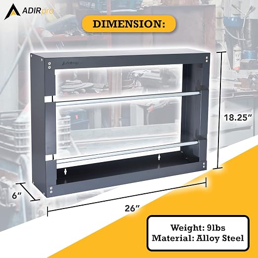 AdirPro Wire Spool Rack, 2-Rod | Heavy-Duty Wire & Cable Dispenser | Conduit Display & Storage for Electrical, Industrial & Retail Use | Grey