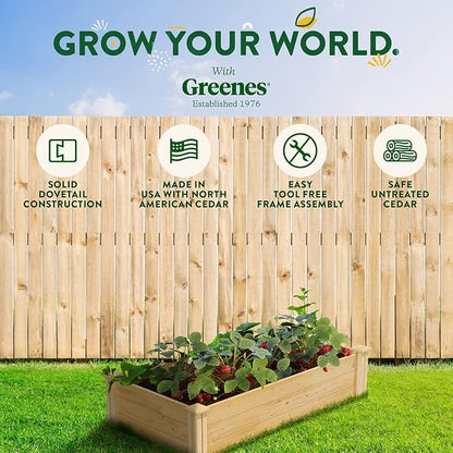 Greenes Fence Premium Cedar Raised Garden Bed, 2' x 4' x 10.5" (3/4" Thick) (2-Pack) - Made in USA with North American Cedar