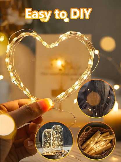6 Pack Fairy Lights Battery Operated with Remote 33FT 100 LED Warm White | Remote Control, 8 Modes, Timer, Adjustable brightness, Waterproof Lights for Indoor Outdoor Classroom Christmas Decor