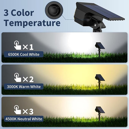 Solar Spot Lights Outdoor 12 Pack, [52 LED/ 6 Color Lighting] Solar Lights Outdoor Waterproof IP65 Dusk to Dawn Solar Powered Landscape Spotlights for Outside Yard Garden Pathway Lawn