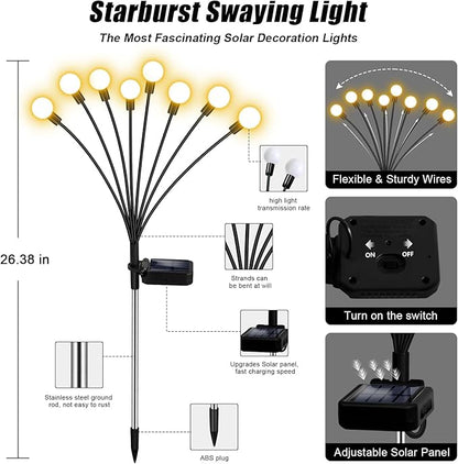 NBQQ Solar Garden Lights Outdoor, 2 Pack Swaying Light Waterproof | Solar Lights Outdoor for Yard Pathway Patio, Swaying Lawn Decor as Gardening Gifts for Women Holiday