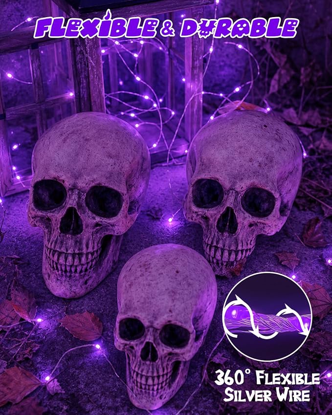 4 Pack 60 LED Fairy Lights Battery Operated with Timer, 20FT Waterproof String Lights Indoor Outdoor, Cuttable Battery Light for Home Bedroom Wedding DIY Centerpiece Christmas Decorations (Purple)