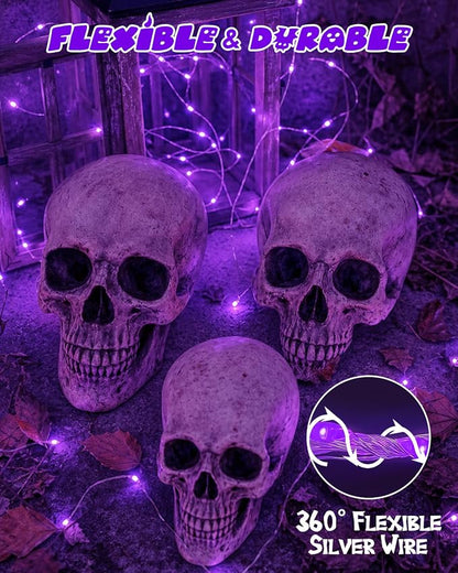 4 Pack 60 LED Fairy Lights Battery Operated with Timer, 20FT Waterproof String Lights Indoor Outdoor, Cuttable Battery Light for Home Bedroom Wedding DIY Centerpiece Christmas Decorations (Purple)