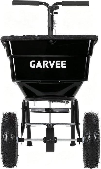 100LBS Push Broadcast Spreader, 12FT Spreading Width, 13in All-Terrain Wheels, Adjustable Flow Control, Heavy Duty Walk Behind Lawn Spreader for Fertilizer, Grass Seed, Ice Melt, Salt