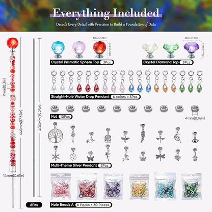306Pcs Beaded Garden Stakes kit, 16in Extra Long Fairy Wand Garden with Crystal Diamond Tops for Plants Garden Outdoor&Indoor Decorative
