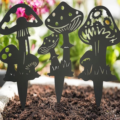 Decorative Garden Stakes， Fairy Garden Stakes, Butterfly Fairy Stakes for Weather Resistant Black Metal Outdoor Decorative Art for Women Gift (Matte Black, 6P-C)