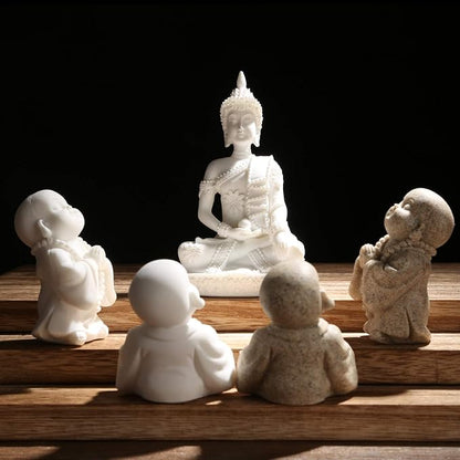 Carefree Fish Buddha Statue Minimalist Sandstone Decoration Buda Decor Bring Home a Ray of Sunshine 4Inch