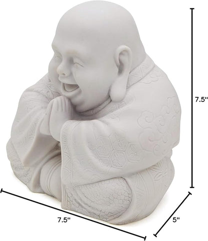 Buddha Groove Happy Buddha Statue - Decorative Zen Figurine for Home and Garden, Outdoor-Friendly (White), Perfect for Meditation and Feng Shui