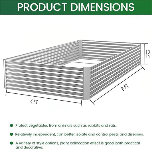 3 Pack 8x4FT Raised Beds for Gardening, Corrugated Galvanized Steel Raised Garden Bed, Outdoor Metal Above Ground Garden Bed for Vegetables and Flowers(Rectangular)