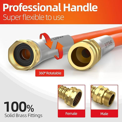 SPECILITE Garden Hose 75 ft x 5/8 in Heavy Duty, Flexible and Kink Resistant, All Weather Water Hose with 3/4" Solid Brass Fittings - for Backyard, Lawn, Car Washing & Outdoor Cleaning