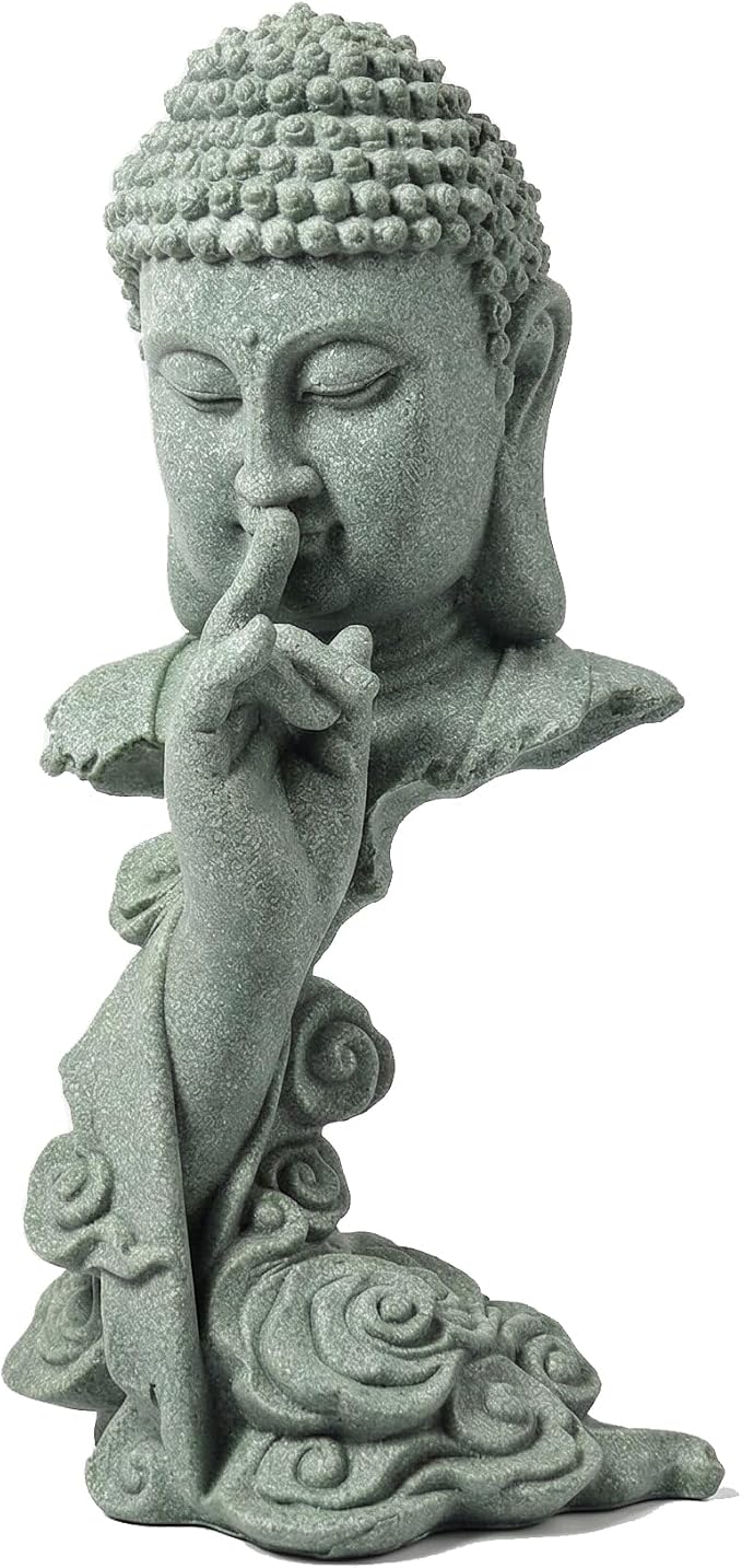 buddha head statue Natural sandstone material for aquarium decorations garden statue zen ornament outdoor courtyard decor meditation fish tank indoor Feng Shui Gift (7.8''H-Meditation Buddha)
