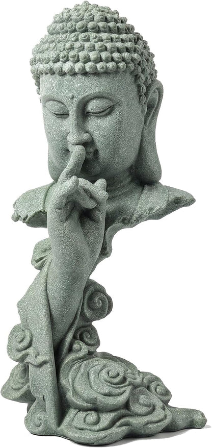 buddha head statue Natural sandstone material for aquarium decorations garden statue zen ornament outdoor courtyard decor meditation fish tank indoor Feng Shui Gift (7.8''H-Meditation Buddha)