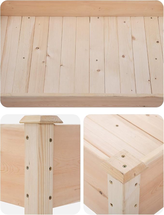 Raised Garden Bed Elevated Wood Planter Box Outdoor and Indoor Planter Box 49Lx24Wx29H Patio Garden Grow Bed for Vegetable Flower