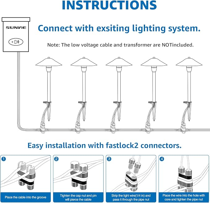 SUNVIE Low Voltage Pathway Lights 12-24V 3W Landscape Lighting, 3000K LED Low Voltage Landscape Lights, IP65 Waterproof Aluminum Path and Area Light for Outdoor Yard Garden Walkway, 2 Pack