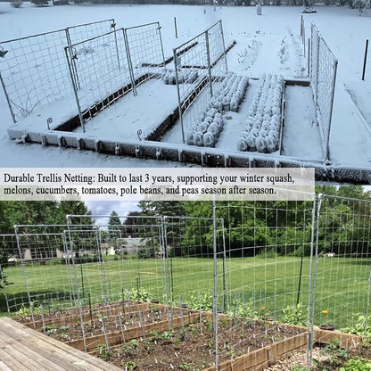 Plant Trellis Netting, 5x15 Ft Polyester Square Mesh Trellis Net Support for Climbing Plants, Bean, Pea, Garden Bed Vines, Grow Tents
