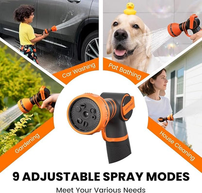 Giraffe Tools Garden Hose Reel 1/2" x 100 ft,Wall Mounted Retractable Water Hose Reel, Automatic Rewind & Lock at Any Length