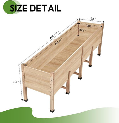 AMERLIFE 7x2 Ft Raised Garden Bed with Legs and Drainage Holes, 16 Inch Deep Elevated Wood Planter Box for Vegetables, Flowers, Herbs, Balcony, Patio, Backyard