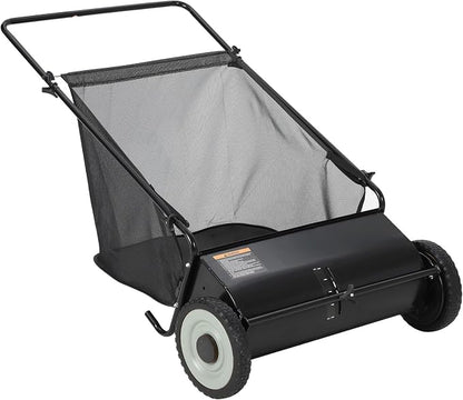 GarveeLife 26 Inch Push Lawn Sweeper with 4 Spinning Brushes, 7 Cu.ft Large Capacity Leaf Collector, Adjustable Height Grass Sweeper, All Terrain Lawn Leaf Debris Removal Tool for Yard Garden Patio