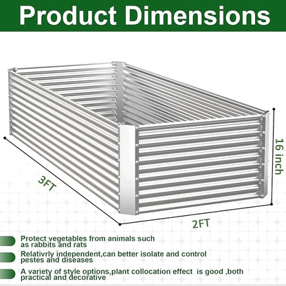 2 Pack Tall Corrugated Galvanized Steel Raised Garden Bed Outdoor, Metal Above Ground Garden Bed for Vegetables and Flowers, Rectangle Raised Beds for Gardening-3x2FT