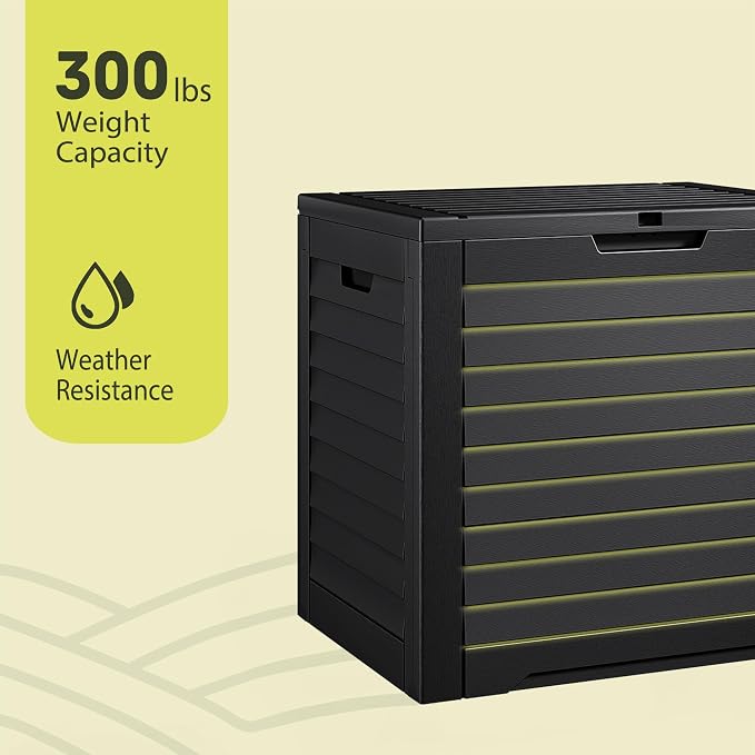YITAHOME 35 Gallon Outdoor Storage Box | Waterproof Resin Deck Box and Package Delivery with Lockable Lid for Patio Furniture Cushions, Pool Accessories, Garden